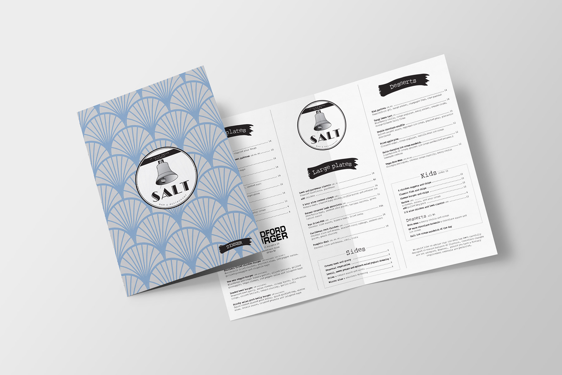 Tri-fold menu.